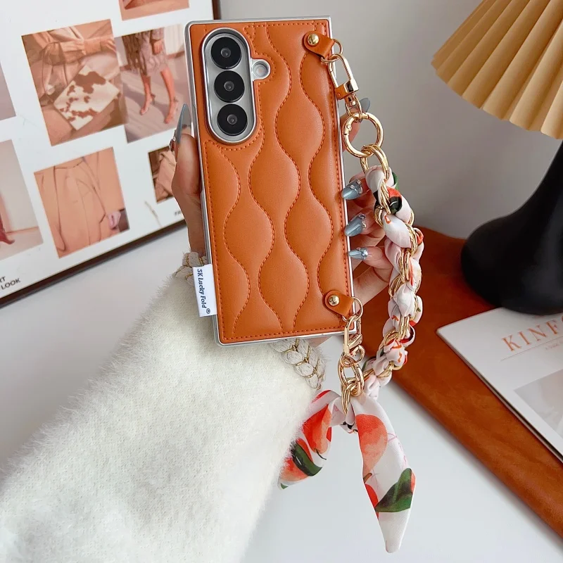 Luxury Wave Pattern Leather Phone Case For Samsung Galaxy Z Fold 7 6 5 Z Fold6 Fold7 Cover with Silk Scarf Chain Cute Cases Capa - AliExpress 202192403 Luxury Wave Pattern Leather Phone Case For Samsung Galaxy Z Fold 7 6 5 Z Fold6 Fold7 Cover with Silk Scarf Chain Cute Cases Capa - AliExpress 202192403