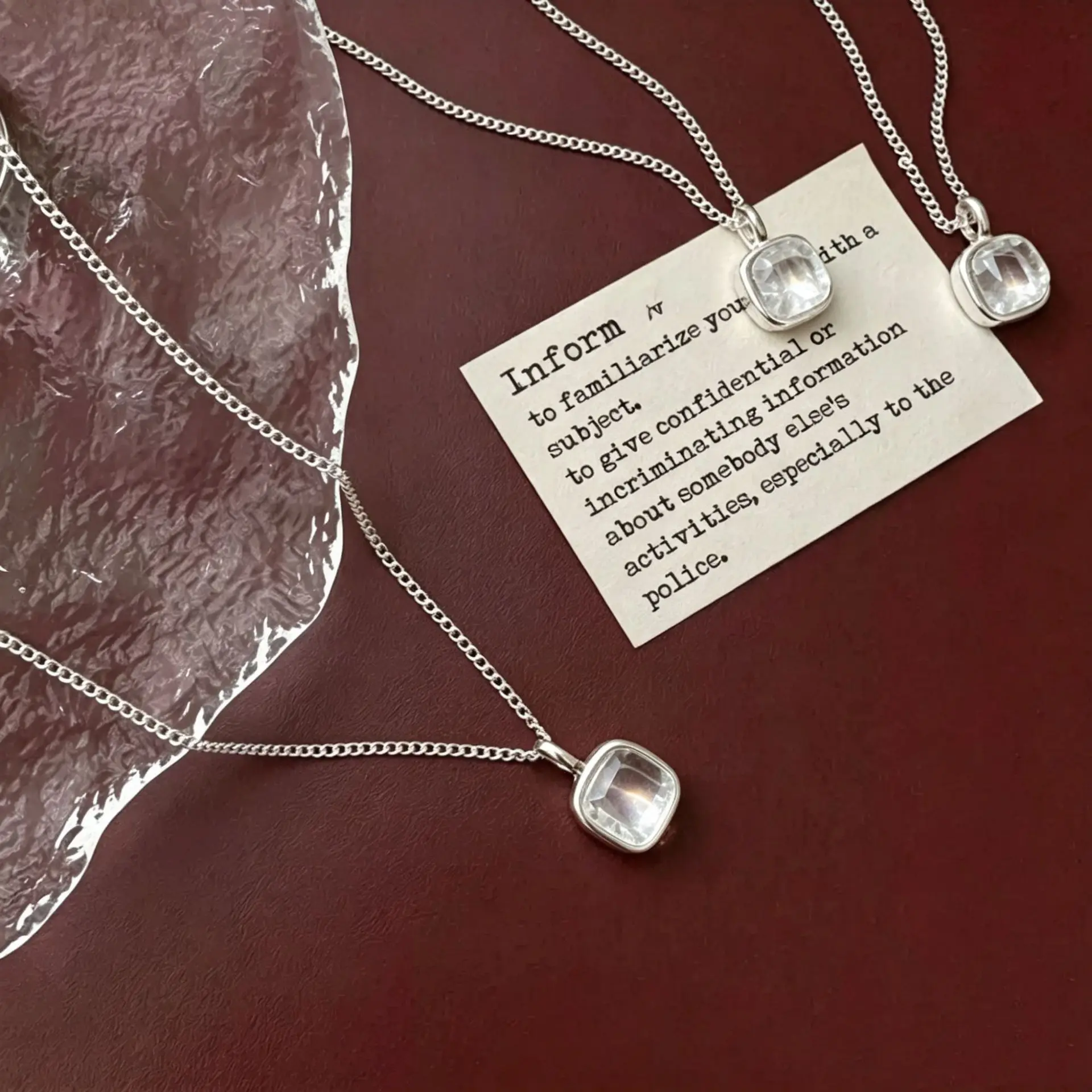 VENTFILLE 925 Sterling Silver Fashionably Simple White Quartz Pendant Necklace  for Women Girl Neutral Jewelry Gift Dropshipping