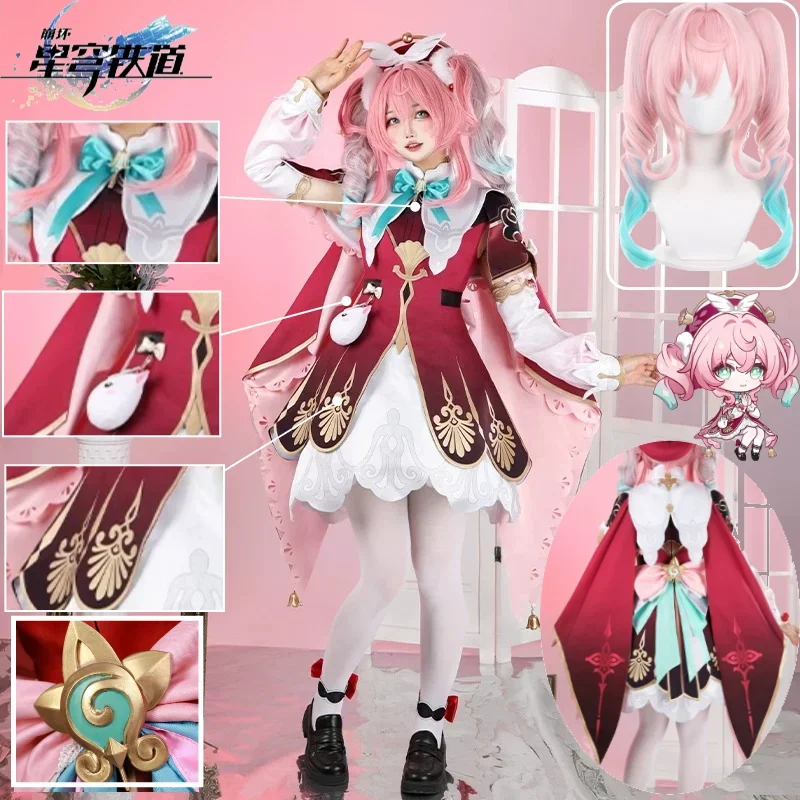 Costume de cosplay Hyacine Honkai Star Rail, robe Lolita mignonne, ensemble chapeau et perruque, tenue de guérisseuse élément vent pour femme, Halloween