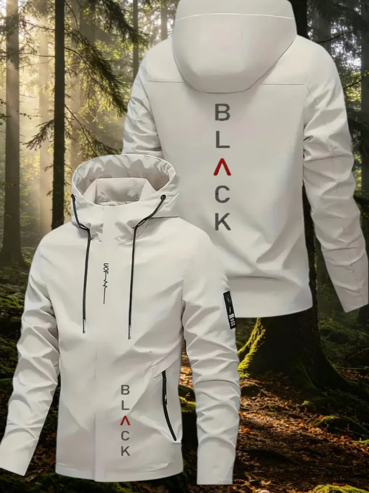 Brand hot selling classic outdoor windproof casual outerwear spring and autumn men new printe design pocket zipper hooded jacket