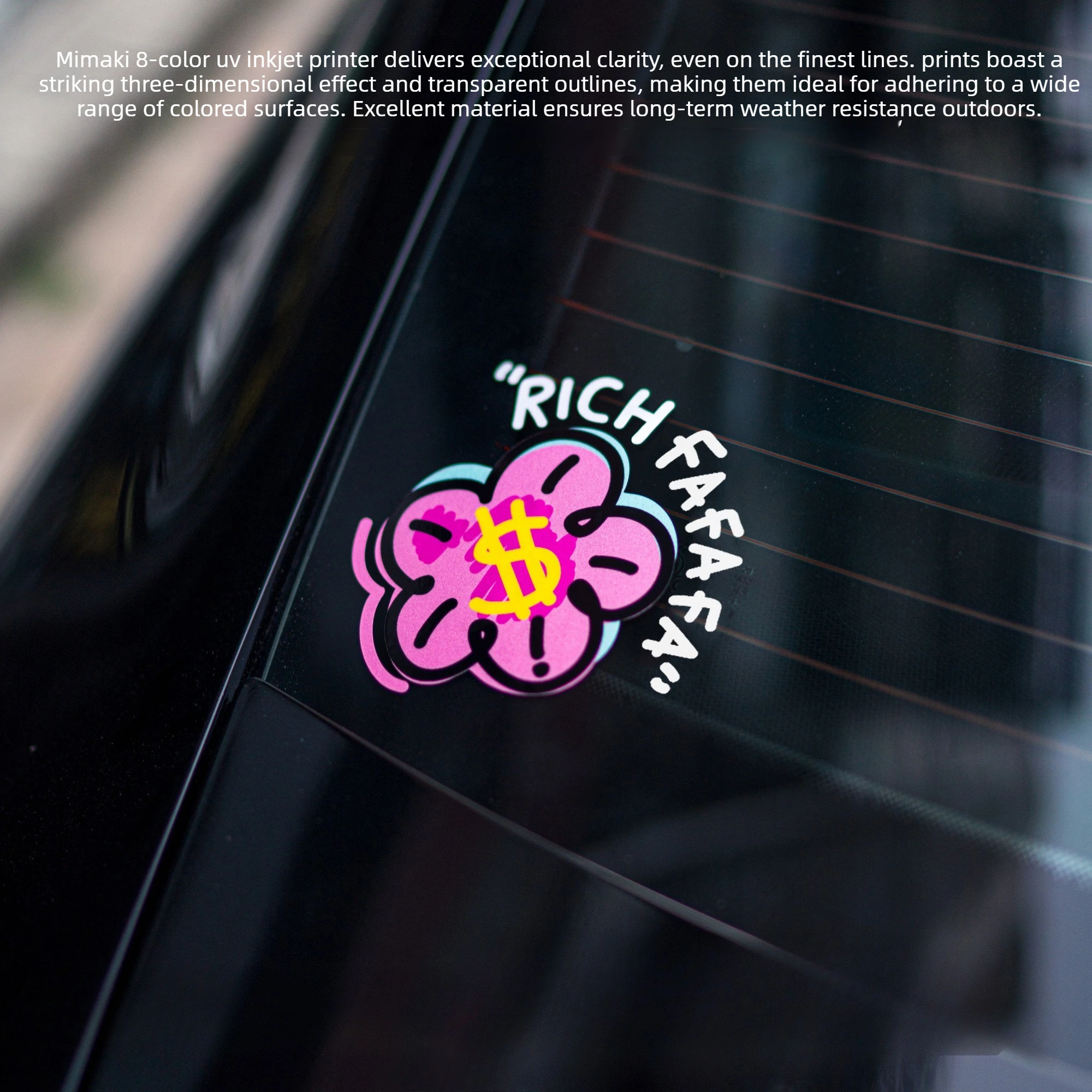 

Creative Money Flower Car Stickers Reflective Waterproof Auto Rear Windshield Window Hood Trunk Vinyl Decals Moto Body Decals