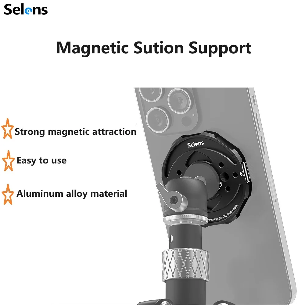 Selens Magnetic Suction Stand Portable Mobile Phone Stand Car Phone Holder Stand With 1/4 Hole for IPhone 15/Huawei Mate 60