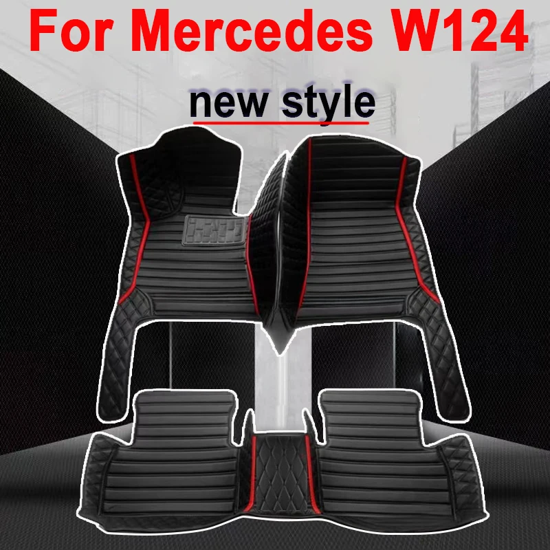 Custom Automotive Car Floor Mats For Mercedes W124 1985 1986 1987 1988 1989 Auto Luxury Leather Men Women Car Mats Full Coverage