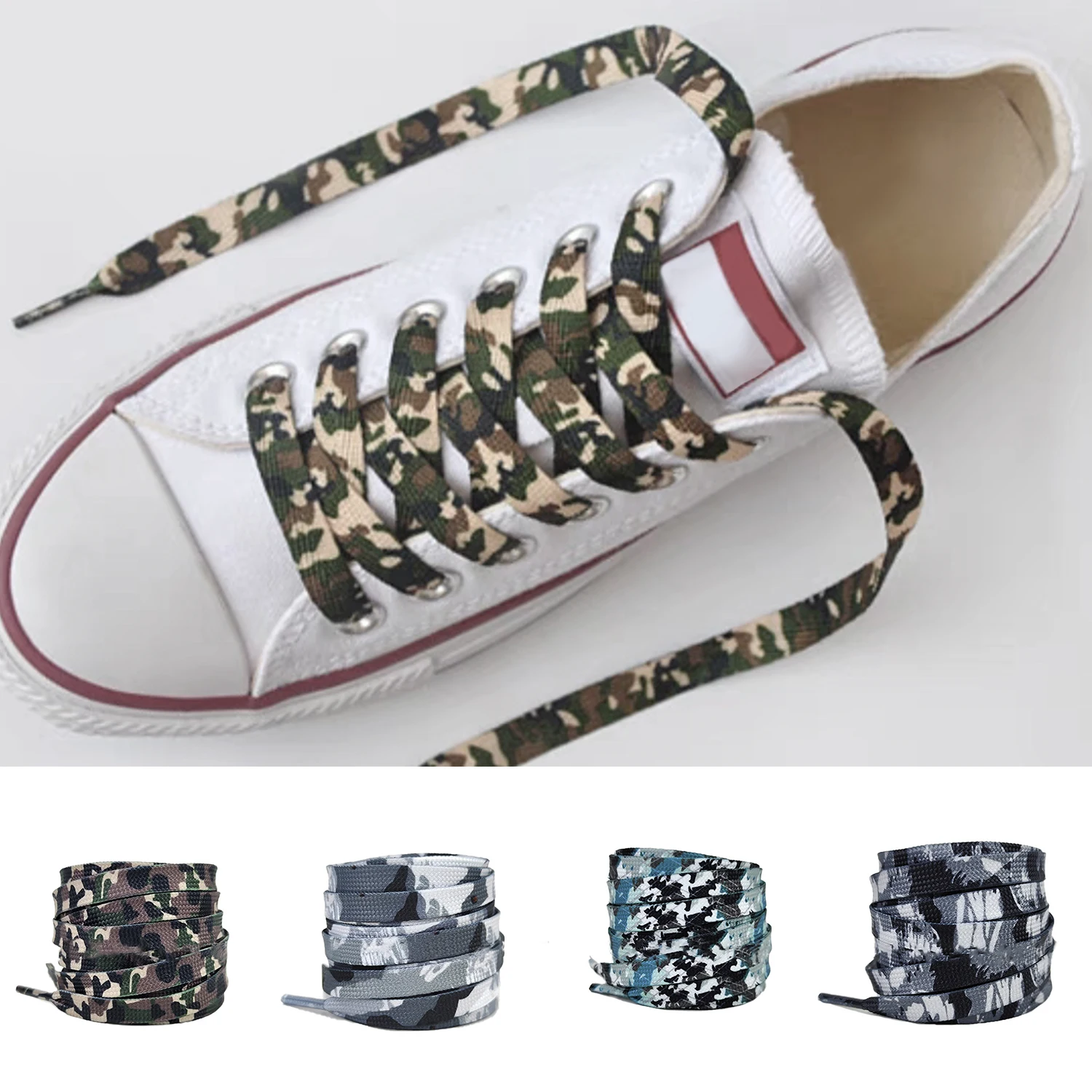 Trendy Camouflage Print Shoelaces Flats Shoelace for Sneakers Shoe Laces Woman Man Rope Laces Accessories