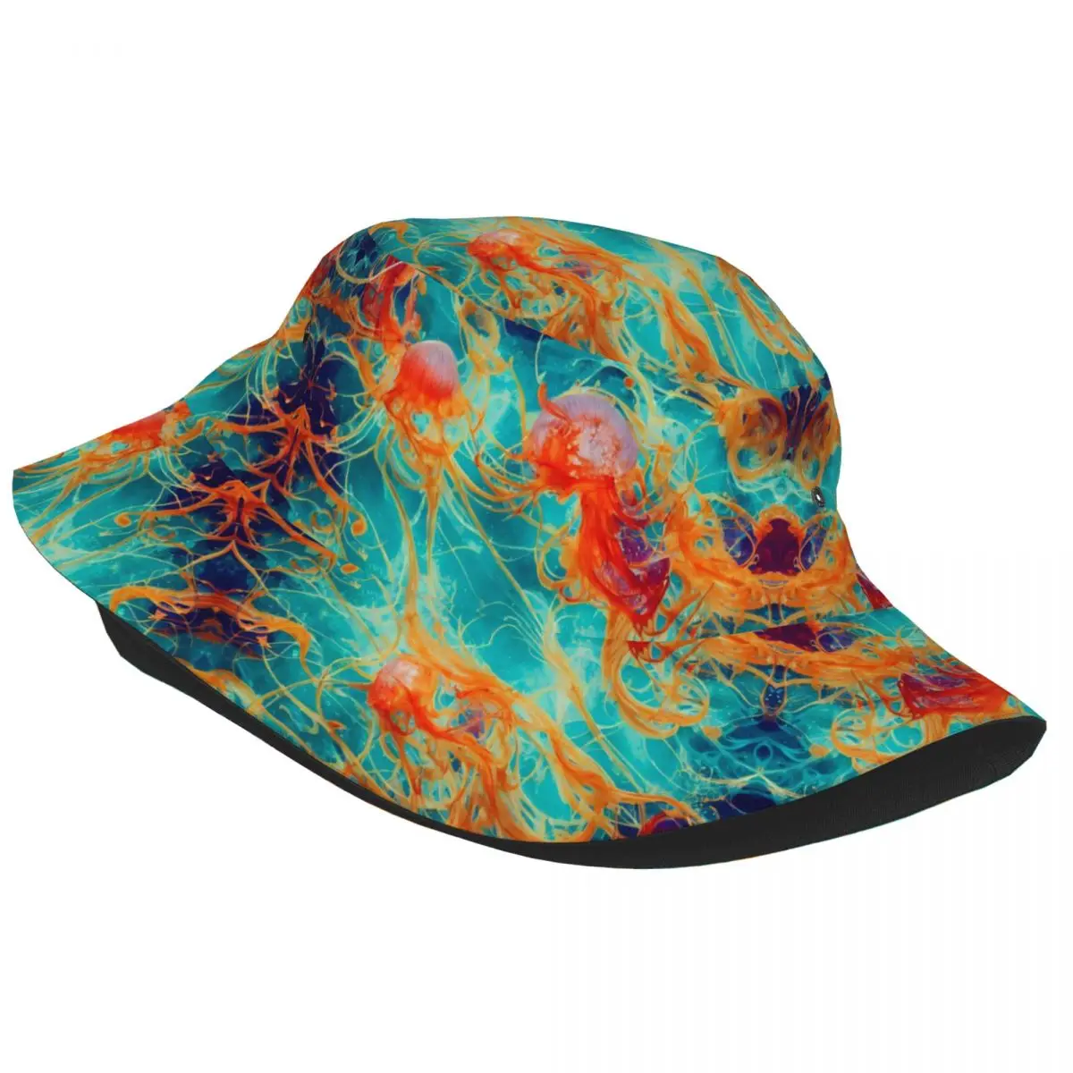 Underwater Colorful World Jellyfish Unisex Bucket Hat Personalized Summer Travel Beach Hat