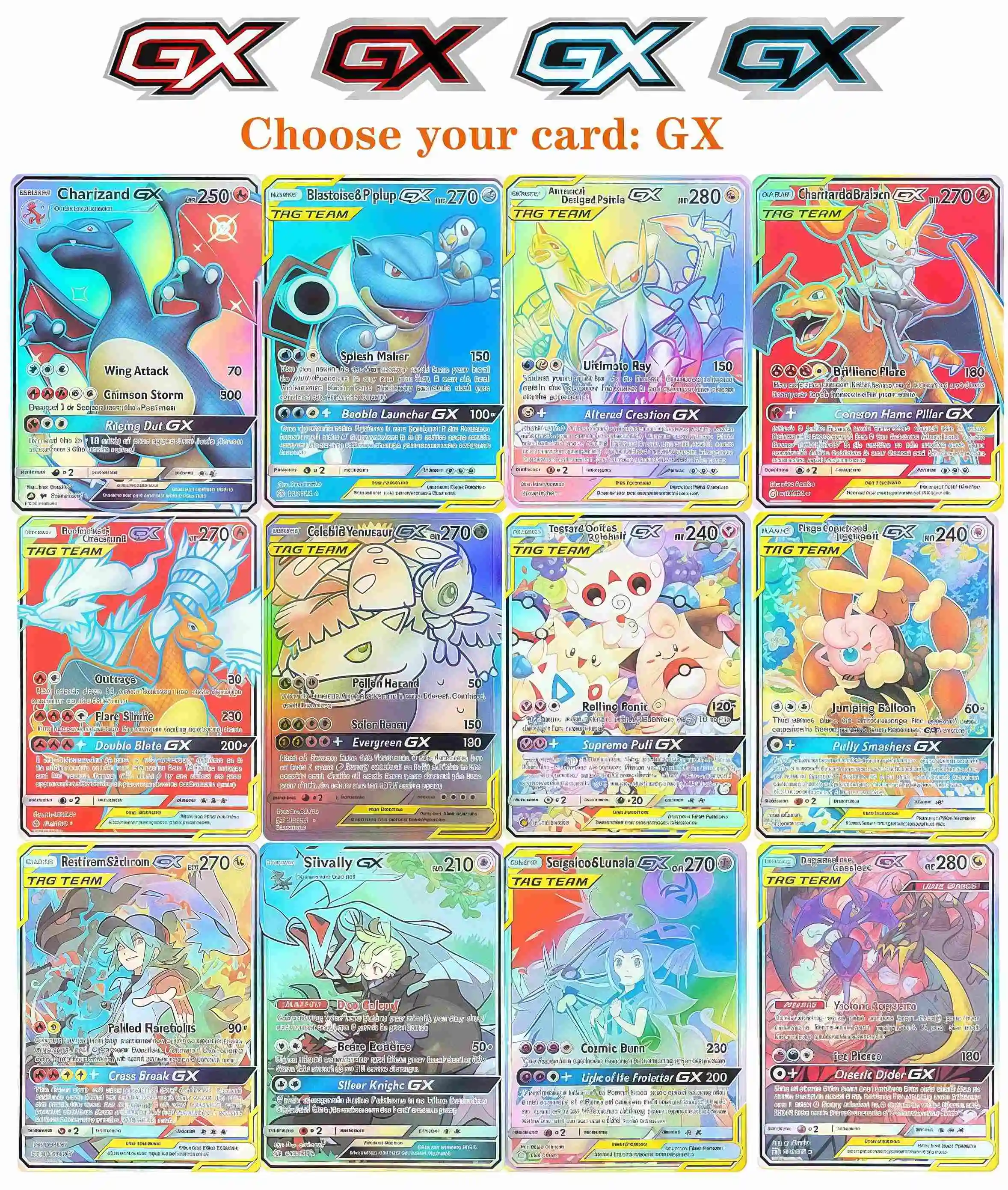 

Gx PKM Proxy Cards Sylveon Reshiram Celebi Venusaur Charizard Blastoise Togepi Game Collectible Trading Card for PTCG Battles