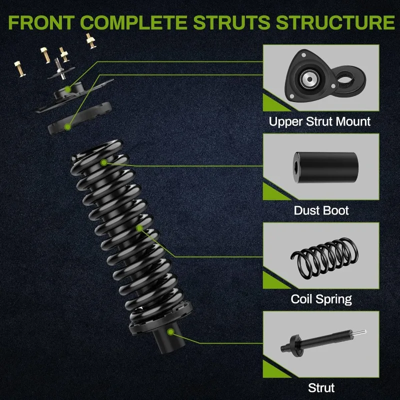 Complete Struts Compatible with 2002-2012 Liberty, 2007-2011 Dodge Nitro Shock Absorber Coil Spring Assembly，home.