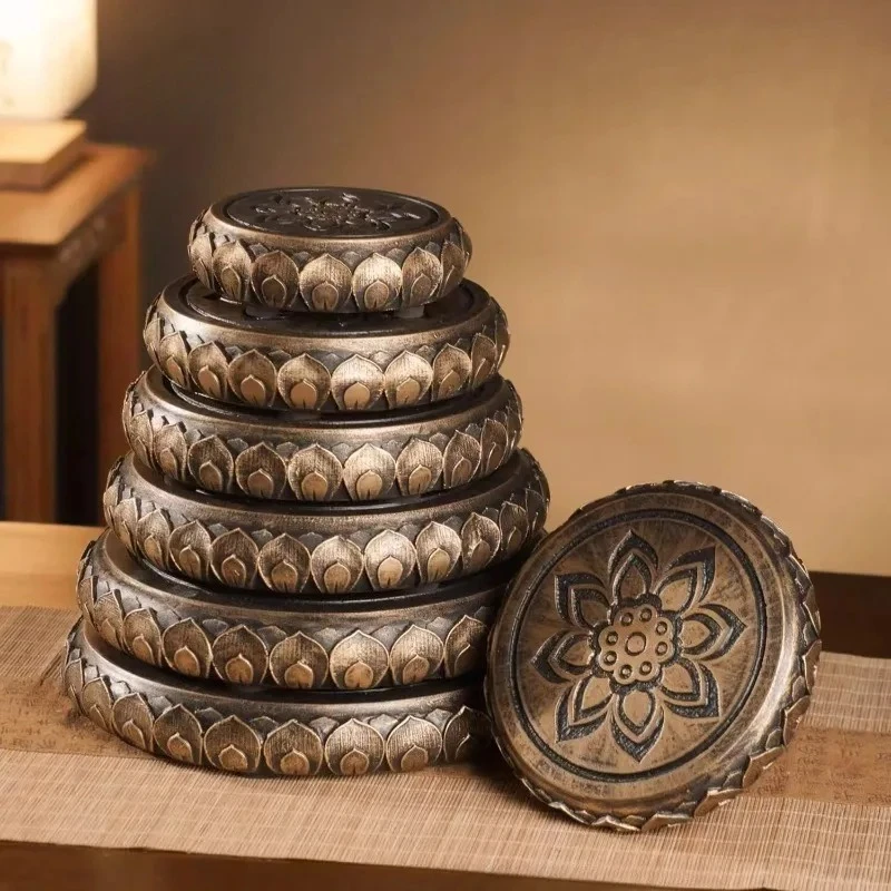 1pc Chinese Lotus Base Guanyin Buddha Statue Height Increasing Pad Circular Base for Household Offerings Vintage Lotus Throne