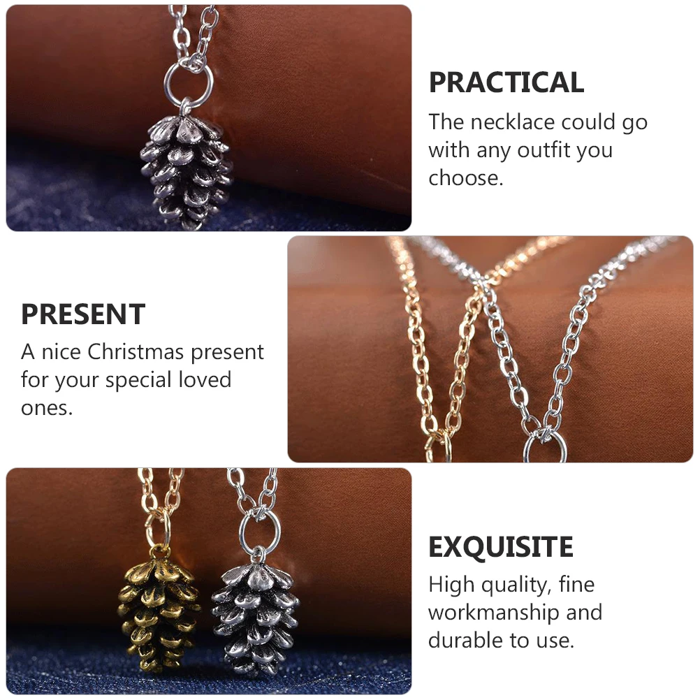

5 Pcs Necklace Silver Christmas Statement Cone Jewelry Holiday Sweater Chain