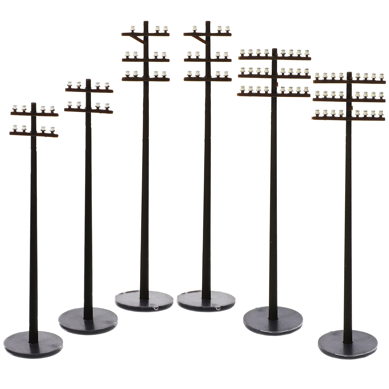 6 Pcs Micro Landscape Telephone Pole Sand Table Telegraph Poles The Black Decor Scenario Models Scenery Dining Plastic