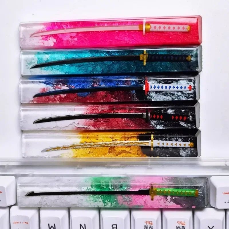 New Japan Style Anime Samurai Sword Artisan Resin Keycaps 6.25u Spacebar Custom MX Switch for Mechanical Backlit Keyboards