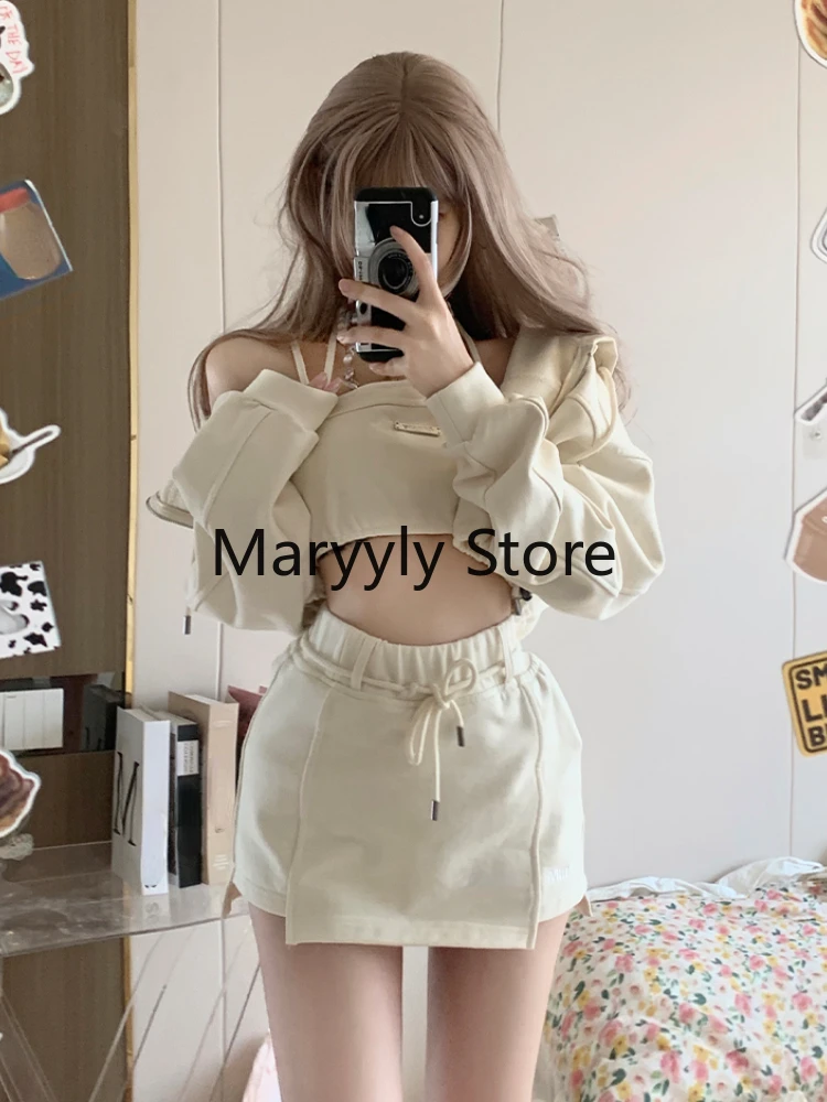 2023 Summer Pure Color Casual Elegant Bodycon 3 Piece Dress Set Y2k Vest + Long Sleeve Coat + Mini Skirts Fashion Suits Chic