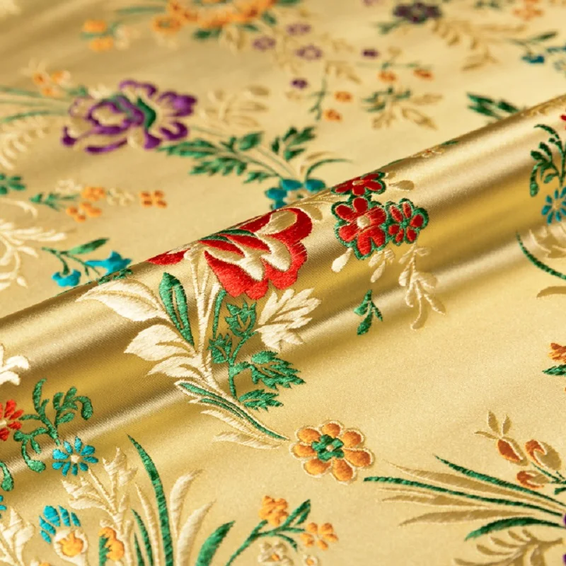 Brocade Jacquard Flower-pattern Damask Fabrics for Silk Satin Dress Sewing Cheongsam and Kimono Diy Designer Patchwork Material