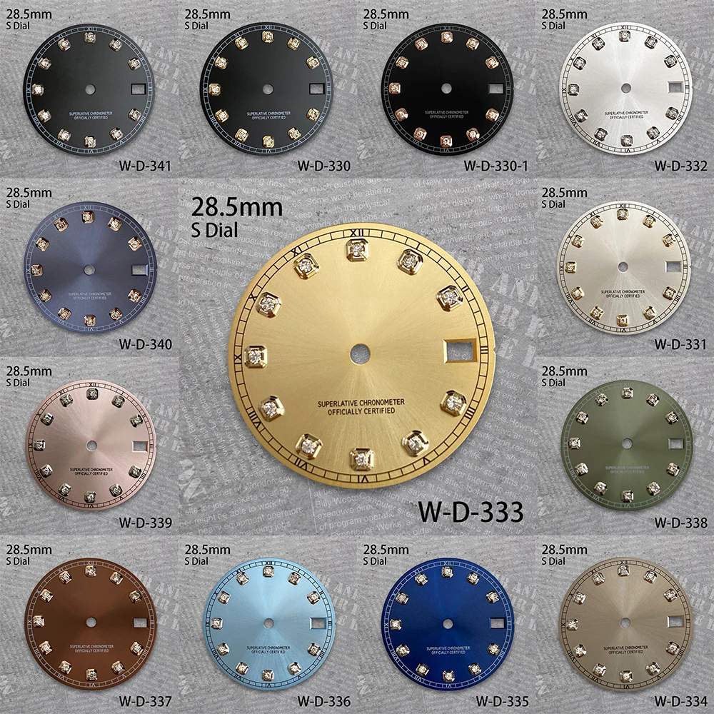 28.5mm Diamonds S Dial Fit NH35/NH36 /4R/7S Movement For Date just Sunray Diving Mechanical Watch Modification Accessories