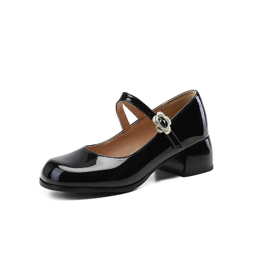 Mary Jane-zapatos de tacón clásicos para mujer, calzado de charol con hebilla y Correa, para boda, novia, talla grande 48 945-12