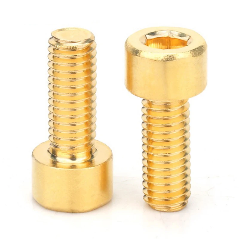 10pcs/lot M3 M4 M5 M6 M8 Pure Brass Hex Hexagon Socket Cap Head Screws DIN912