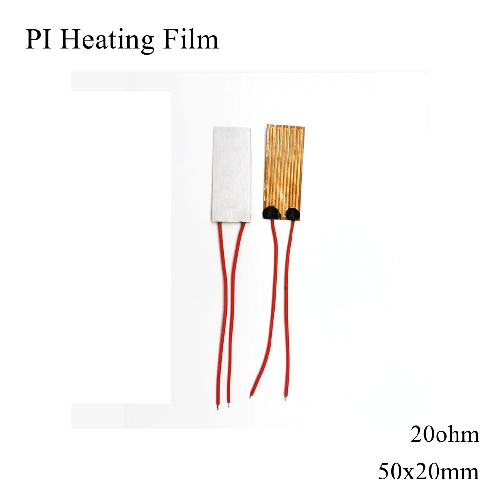 50x20mm 5V 12V 24V 110V 220V PI Heating Film Polyimide Adhesive Electric Heater Plate Panel Pad Mat Fuel Foil Oil Engine Tank