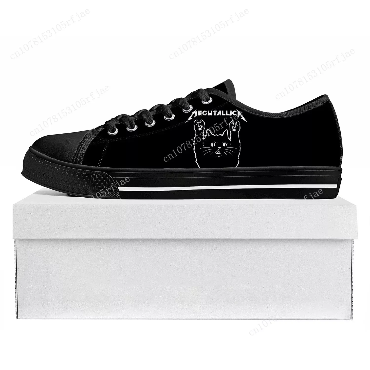 

Cat Meowtallica Rock Band Pop Low Top High Quality Sneakers Mens Womens Teenager Canvas Sneaker casual Couple Shoes Custom Shoe