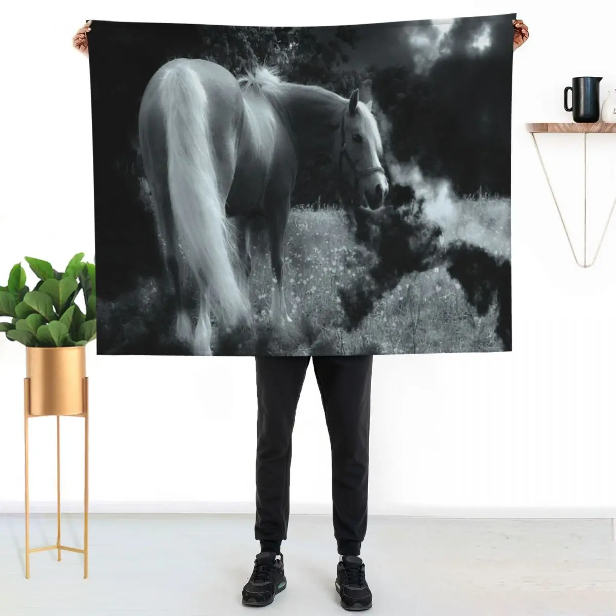 horse horses equestrian Throw Blanket Retros wednesday Quilt Cute Thermal Picnic Blankets