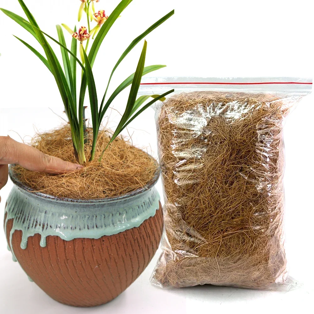 500g Natural Organic Coconut Husk Silk Long Coconut Husk Fiber for Plants Pot Cover Soil Keep Warm Reptile Bedding Bird Nest