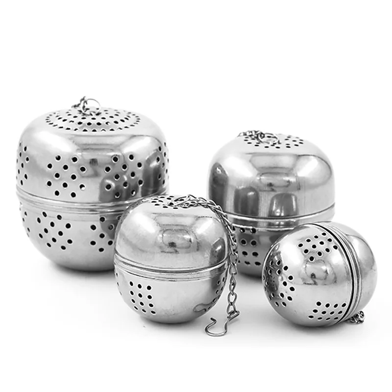 Stainless Steel Tea Infuser Ball Shape Mesh Filter Strainer With Hook Loose Tea Leaf Spiceball With Rope Chain Home Kitchen Tool