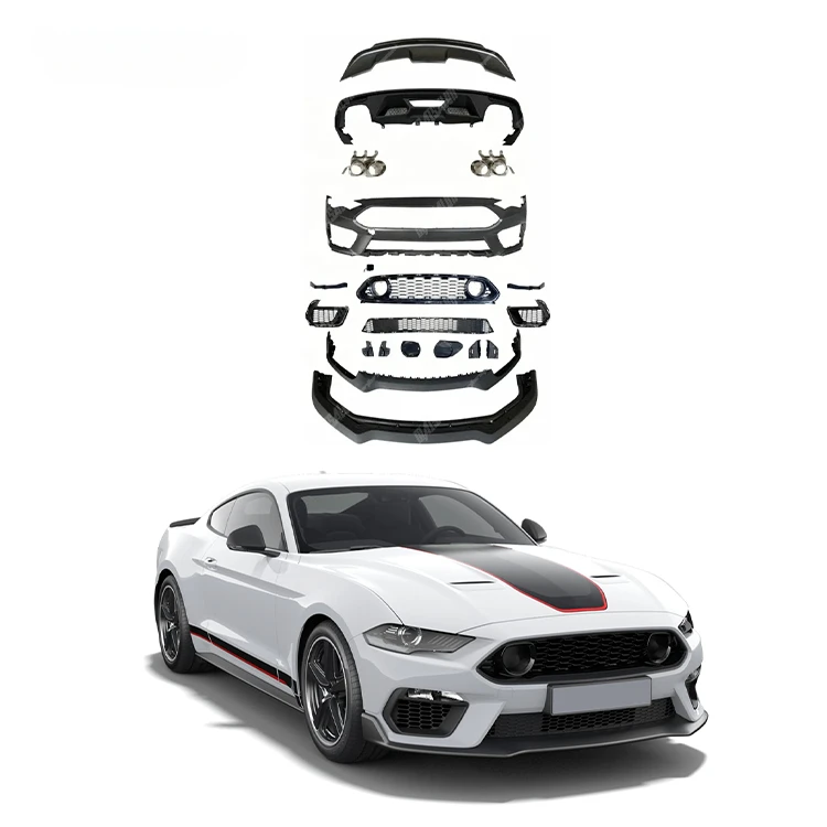 18-21 Mach 1 Style Body Kit For Ford Mustang Front Bumper Rear Bumper Rear Diffuser Front Lip Exhaust Pipes