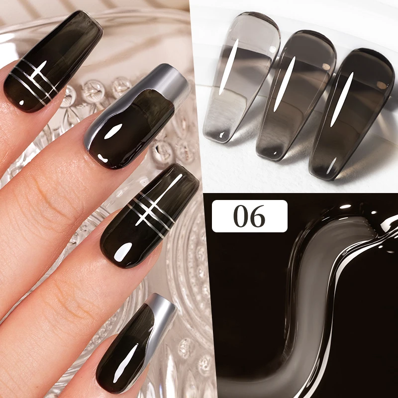 AWStorG 7.5ml Jelly Nude Gel Polish Translucent Black Milky Nail Gel Manicure UV LED Semi Permanent Soak Off Nail Polish