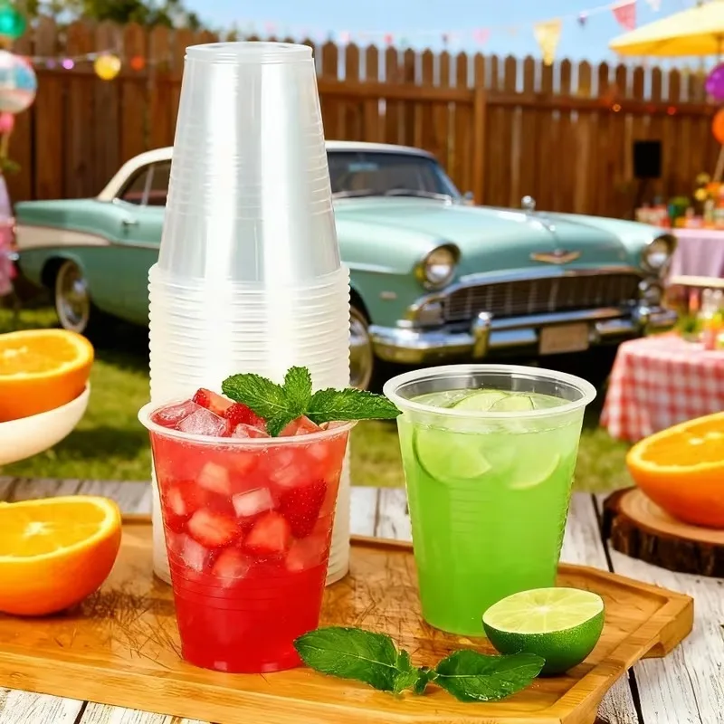 Picture 5: 100PCS Disposable Plastic Cups Stackable Portable Party Plastic Cups for Tasting Coffee Desserts Drink Outdoor Camping