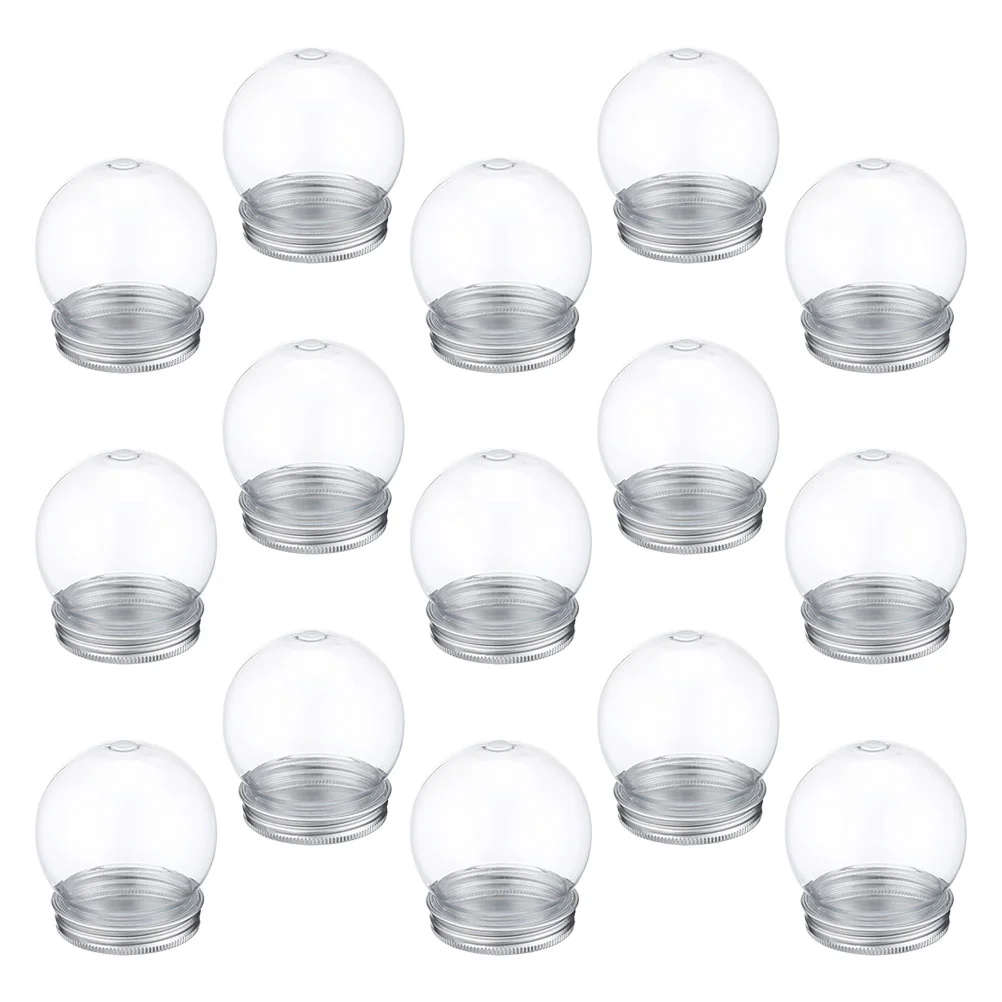 

15 Pcs Plastic Candy Bottle Fillable Snow Globes DIY Fun Crafts Aluminum Clear Kit Child
