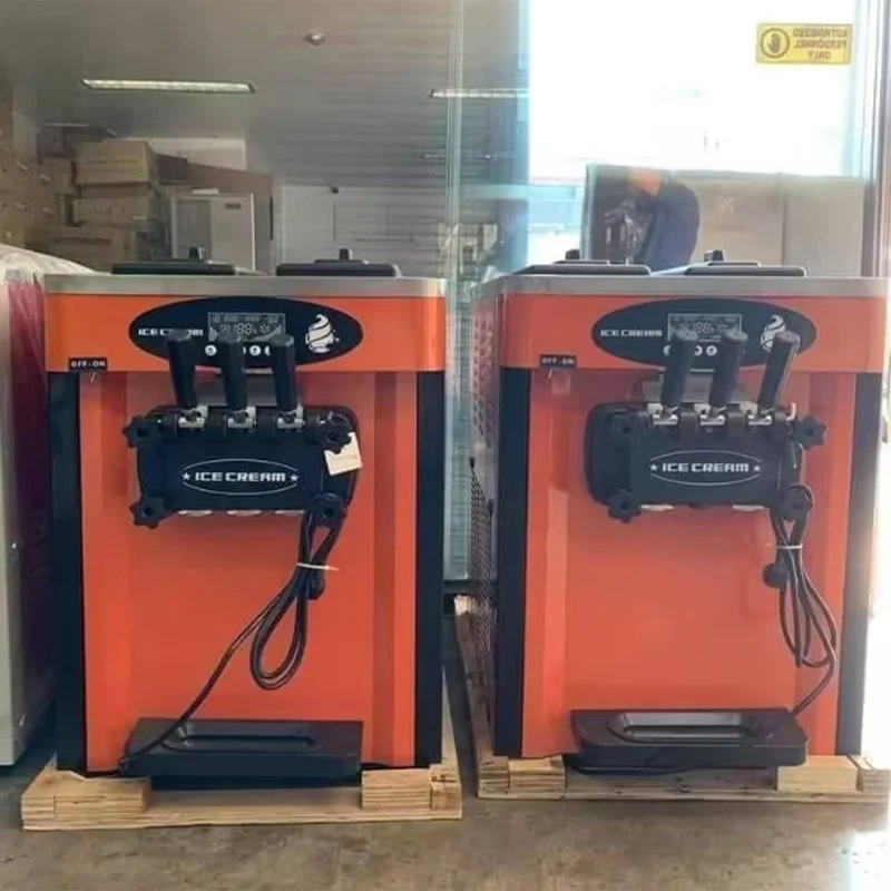 Automatic Commercial Soft Serve Ice Cream Machine Yogurt Maker 3 Flavors Business Roll Ice Cream Water Raw Material