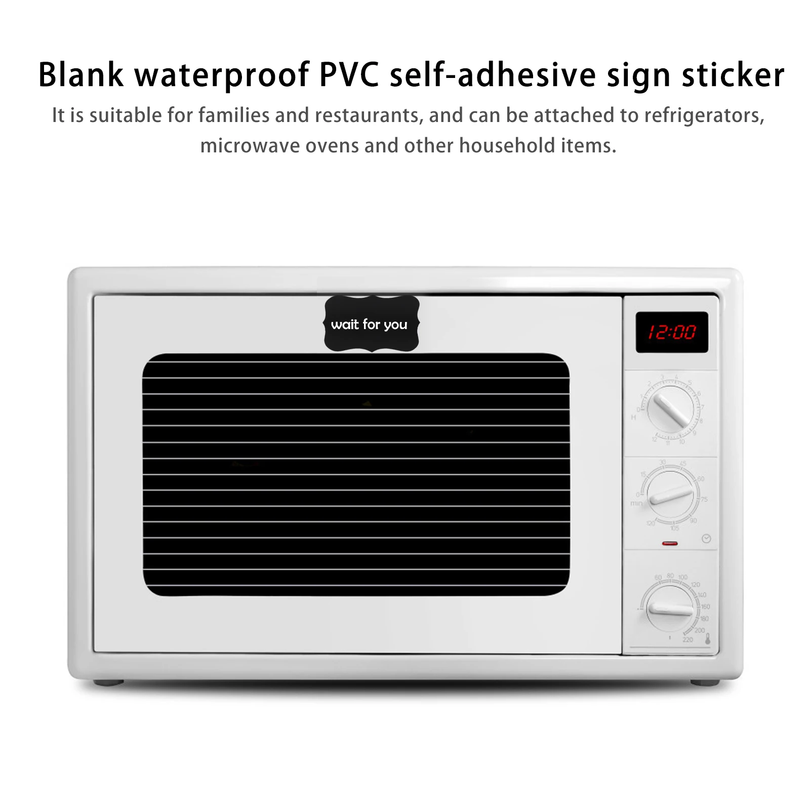 

300 Pcs Water Food Logo Stickers Waterproof Label Decals for Ingredients It Can Move Black