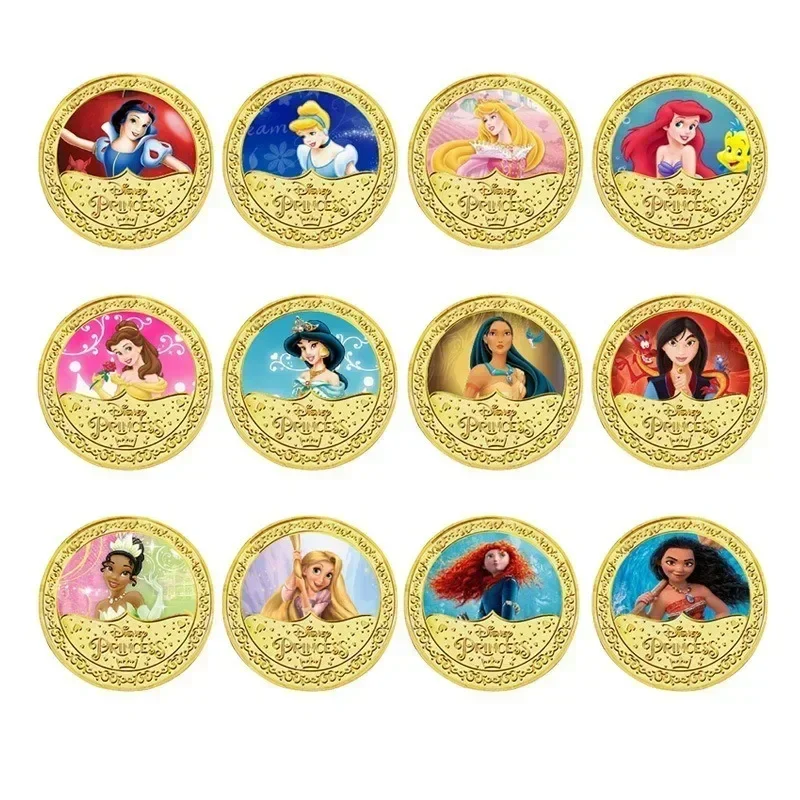 

Disney Princess Souvenir Coins Anime Figure Cartoon Q Figural Cute Personality Commemorative Coin Decoration Girls Birthday Gift