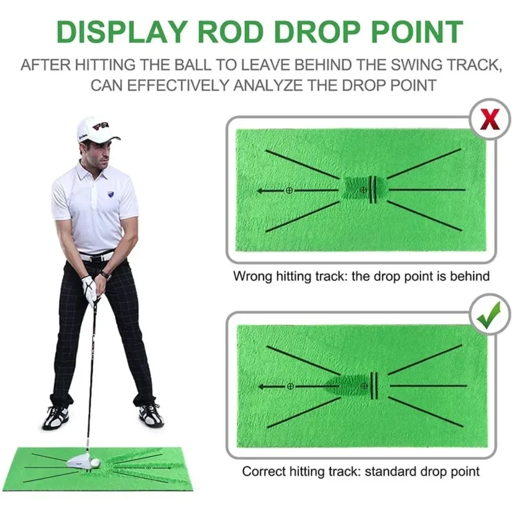 Golf Training Mat Swing Practice Pad with Trajectory Marking for Batting Direction Detection