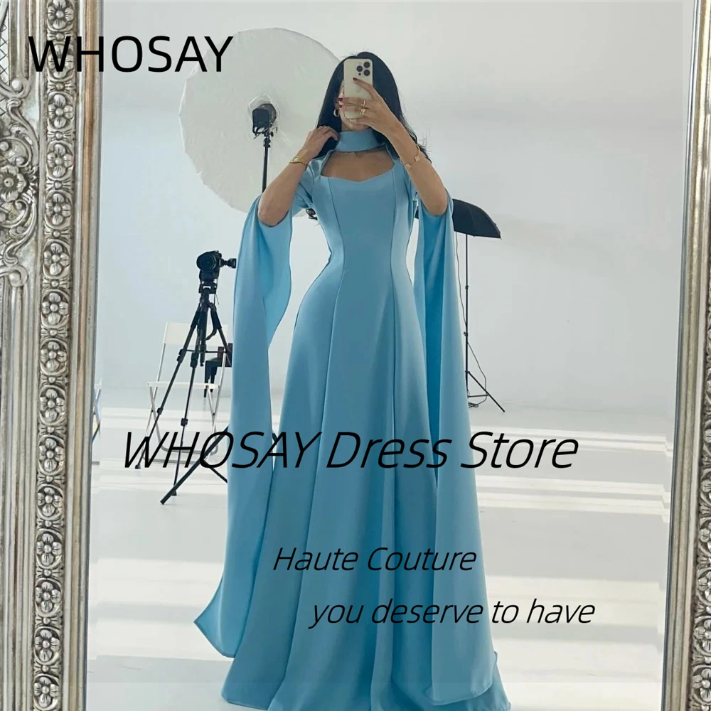 

WHOSAY Customized Evening Dresses Women Elegant Long Sleeves Vestidos Des Noches Zipper Back Saudi Prom Party Gowns