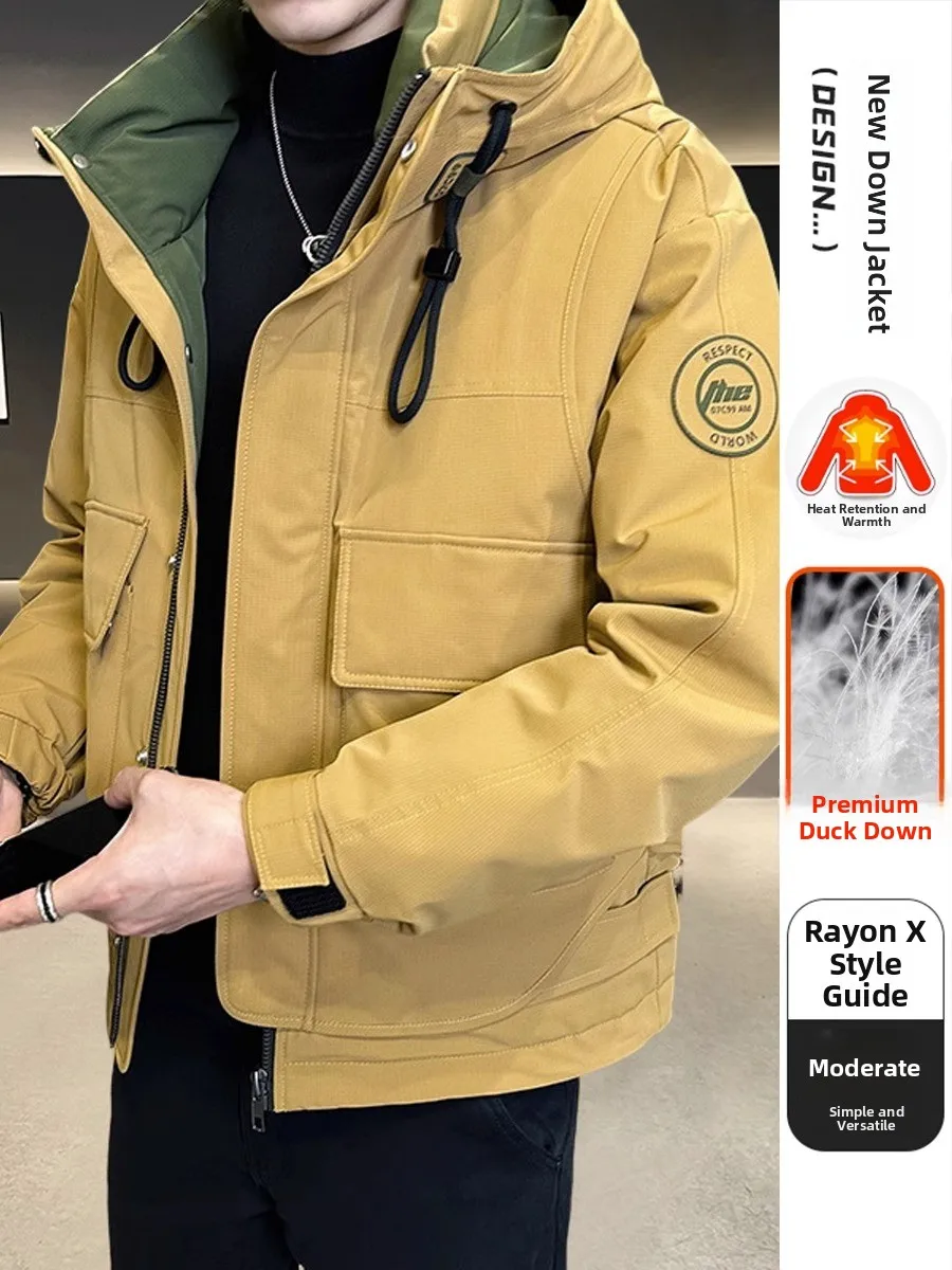 

ort Padded Jaet Men's Hooded Trendy Brand Winter New High Quali Sve Label Workwear Top Thiened Loose Outerwear