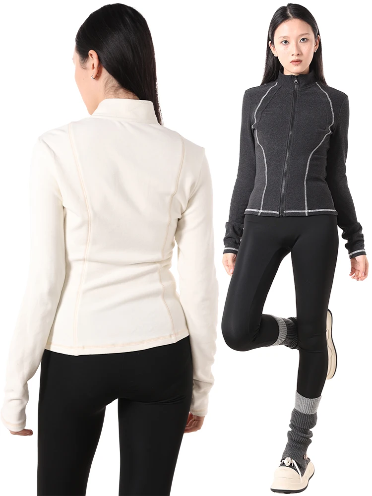 

Спортивная одежда Slim Fit: женская черно-белая кофта для йоги с длинным рукавом, топ для бега, одежда для фитнеса, модная верхняя одежда для ранней весны