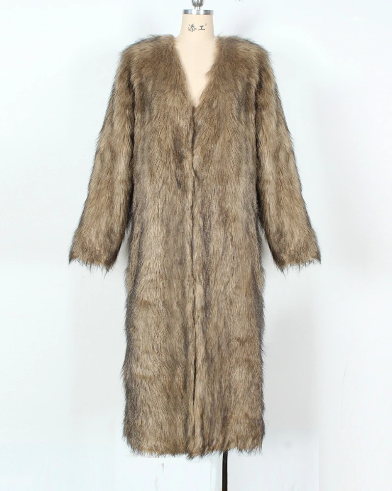 2025 Autumn and Winter Fur Coat Street Long Loose and Environmentally Friendly Fur Cardigan High-end Windbreaker