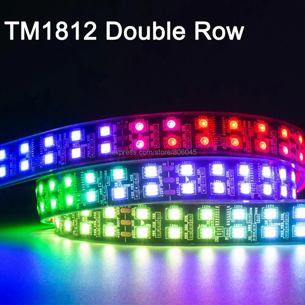 

DC12V 5m Dream Color TM1812 Pixel LED Strip Double Row LED Light TM1812 IC 5050 120leds/M IP20 IP67 Waterproof RGB Flexible Tape