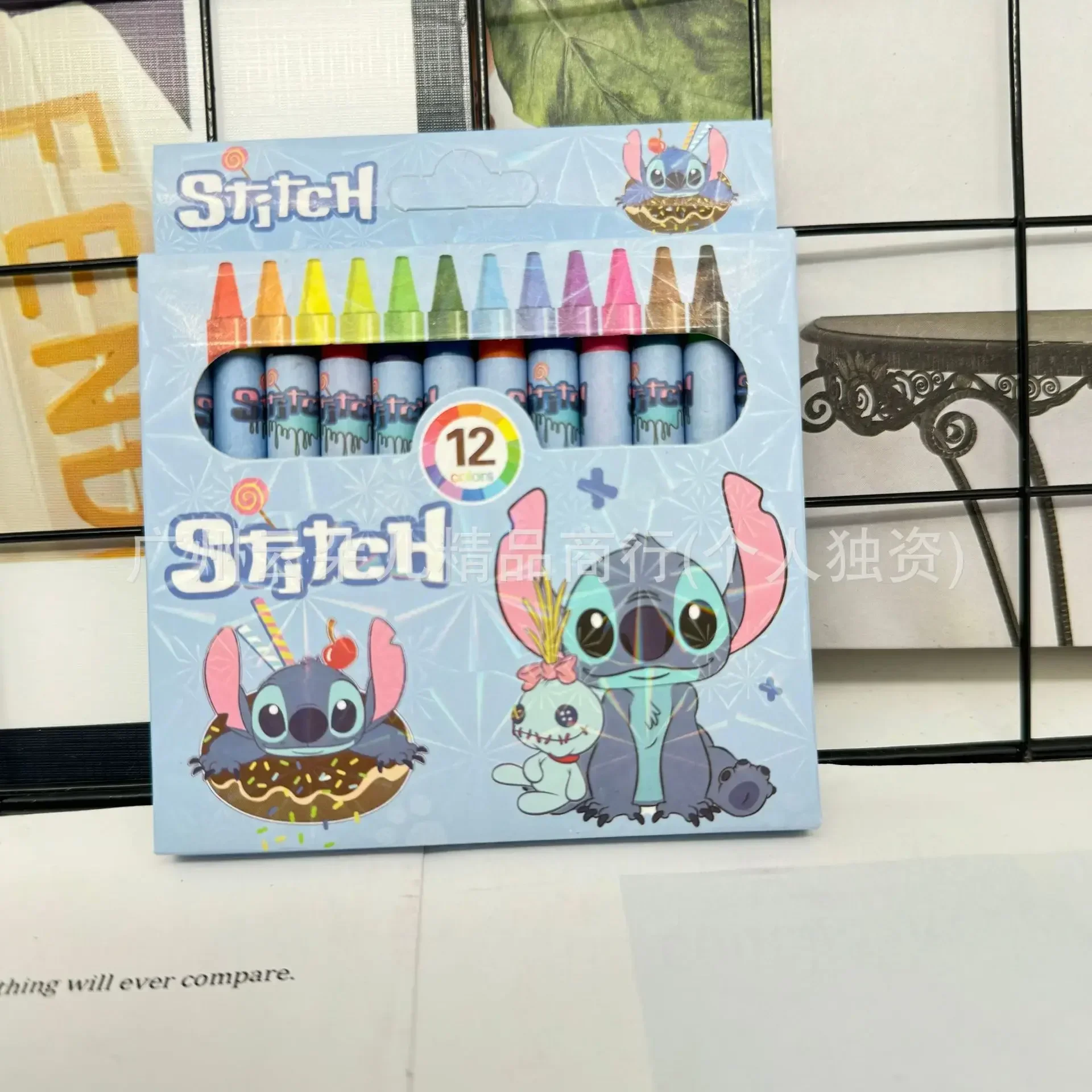 12pcs/set Disney Stitch Crayon Color Drawing Graffiti Tool Small Gift Crayon Set