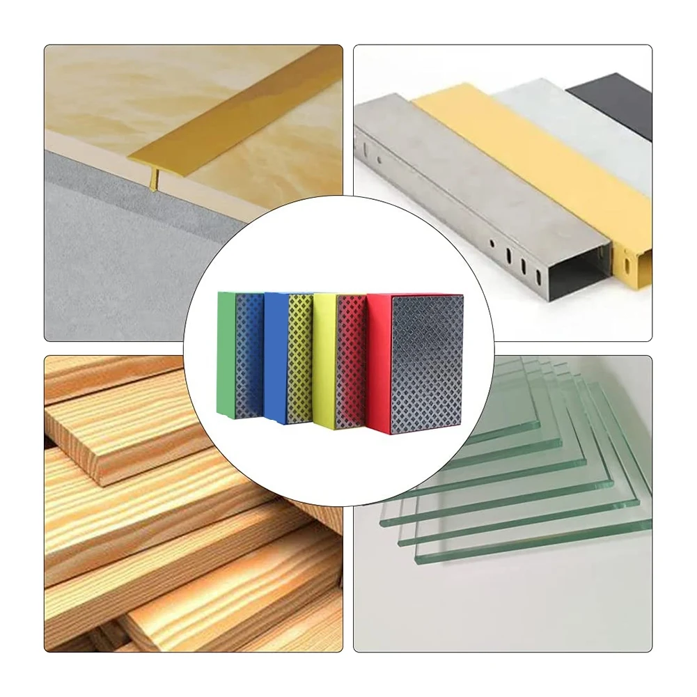 AT43-4 Pcs Diamond Hand Polishing Pads For Sanding Polishing Grinding Block 60,100,200,400