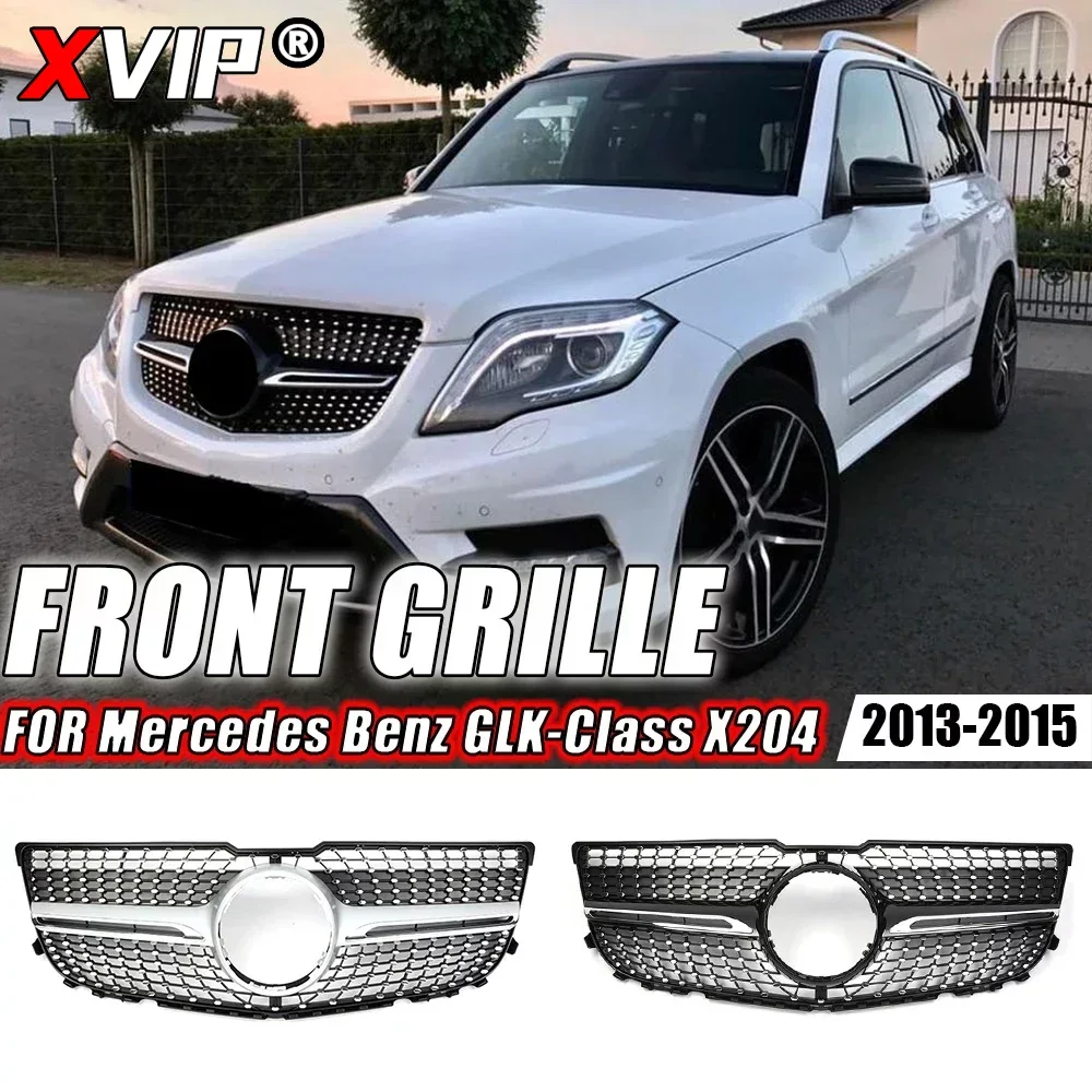 Kratka przedniego zderzaka XVIP do Mercedes Benz GLK-Class X204 13-15 GLK250 GLK300 GLK350 Chromowane kratki wyścigowe w stylu czarnych diamentów