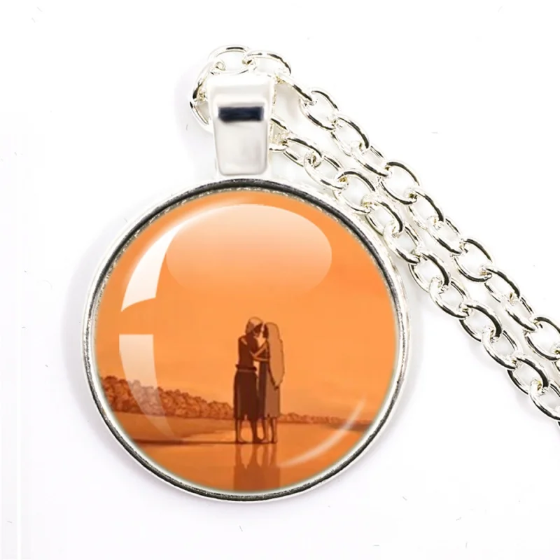 25mm Silver-plated Round Necklace Anime Die Rote Schildkröte Red Turtle Story Theme Pendent Jewelry Accessories Gift