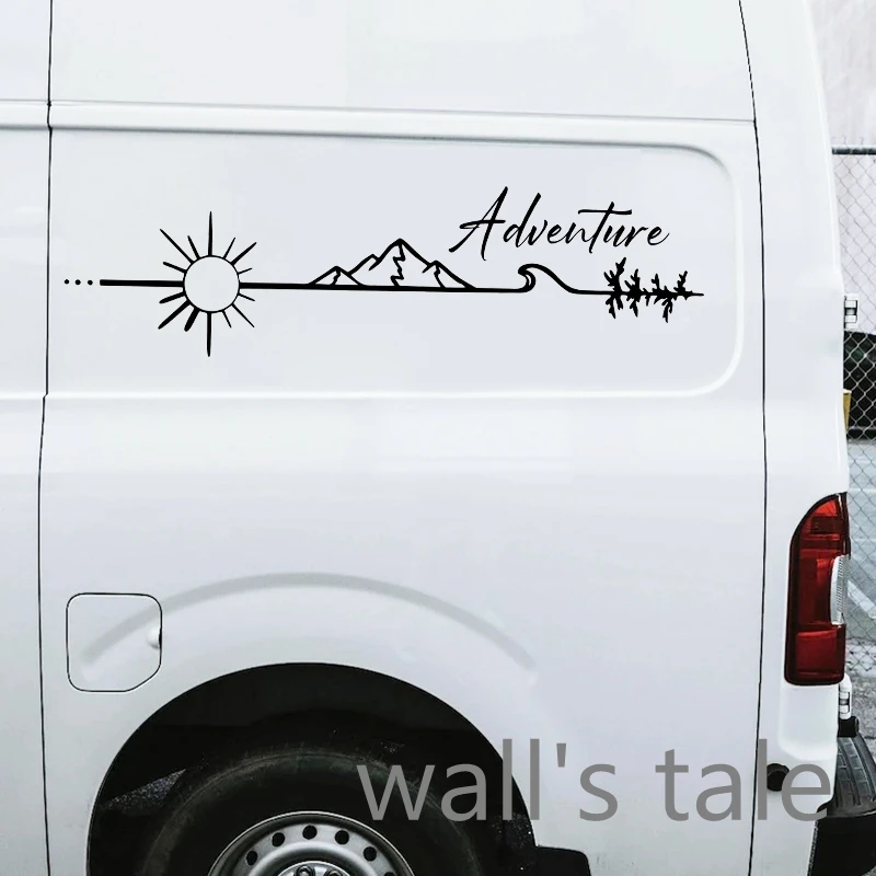 Camping Outdoors Adventure Vinyl Sticker Camper Van SUV Decoration Decals Car Window Door Vinyl Decals Decor