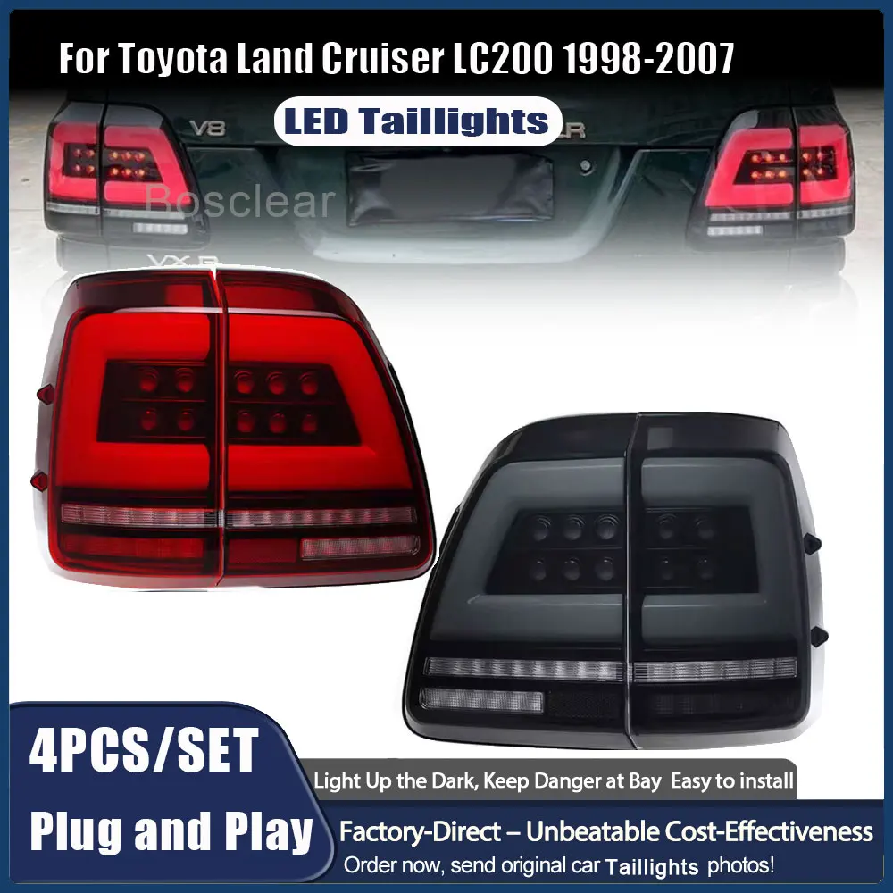 

Светодиодный задний фонарь для Toyota Land Cruiser 100 1998-2007 LC100, комплект задних фонарей, задний ходовой фонарь, стоп-сигнал, динамический указатель поворота