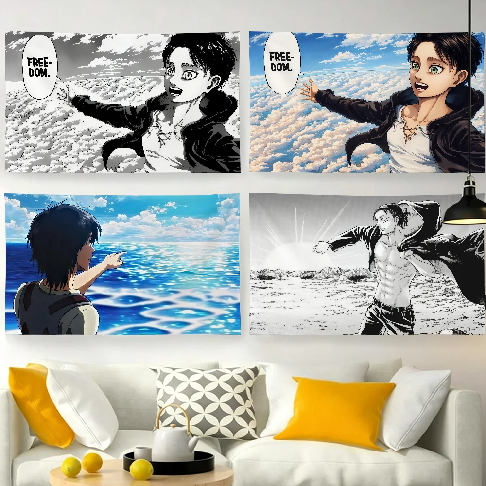 Art Eren Jaeger Freedom flag For Garden Party Living Room Home Wall Decor Banner Bedroom Outdoor Tapestry
