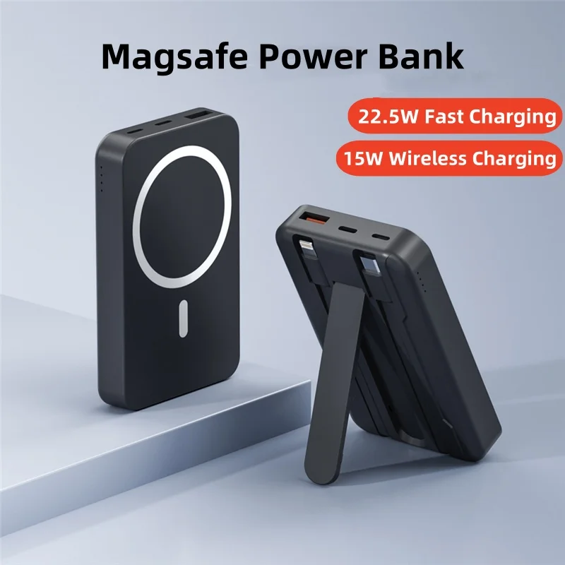 

10000mAh Magsafe Power Bank 22.5W Fast Charging Wireless Charger Powerbank for iPhone 15 Huawei Xiaomi with Cable Spare Battery