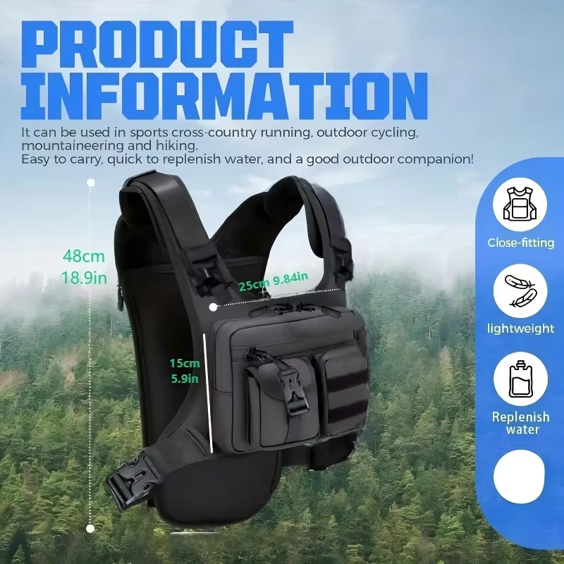 Chaleco Ligero para Correr, Senderismo, Actividades al Aire Libre, Maratón, Ciclismo, Sin Bolsa de Agua