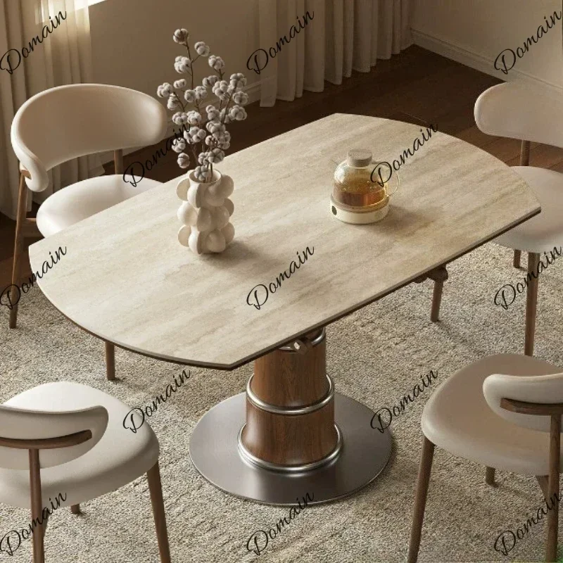 30XX Retractable Folding Rock Slab Dining Table Modern Kitchen Simple Dining Tables Set Of 6 Chairs Round Pliante Home Furniture