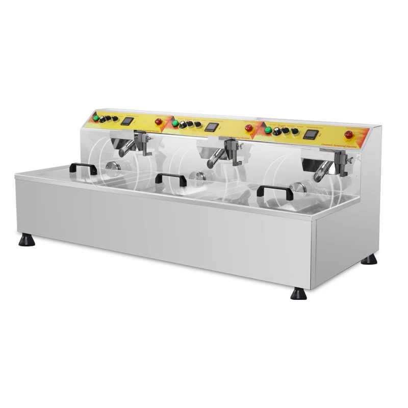 NP-336 เครื่องทําช็อคโกแลตสามหม้อพร้อมเครื่องหลอมช็อคโกแลตบนโต๊ะอัตโนมัติแบบสั่นสะเทือน