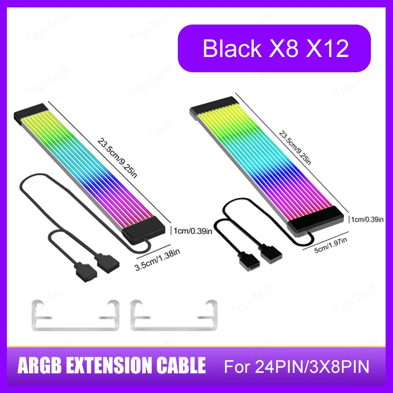 NONE 5V 3-poliges Argb-Sync-PC-Kabel 8/24-poliges Motherboard-Strom verlängerung kabel Flexibles LED-Streifen licht DIY-Kit-Grafikkarte 8-poliges 6-poliges Kabel 7